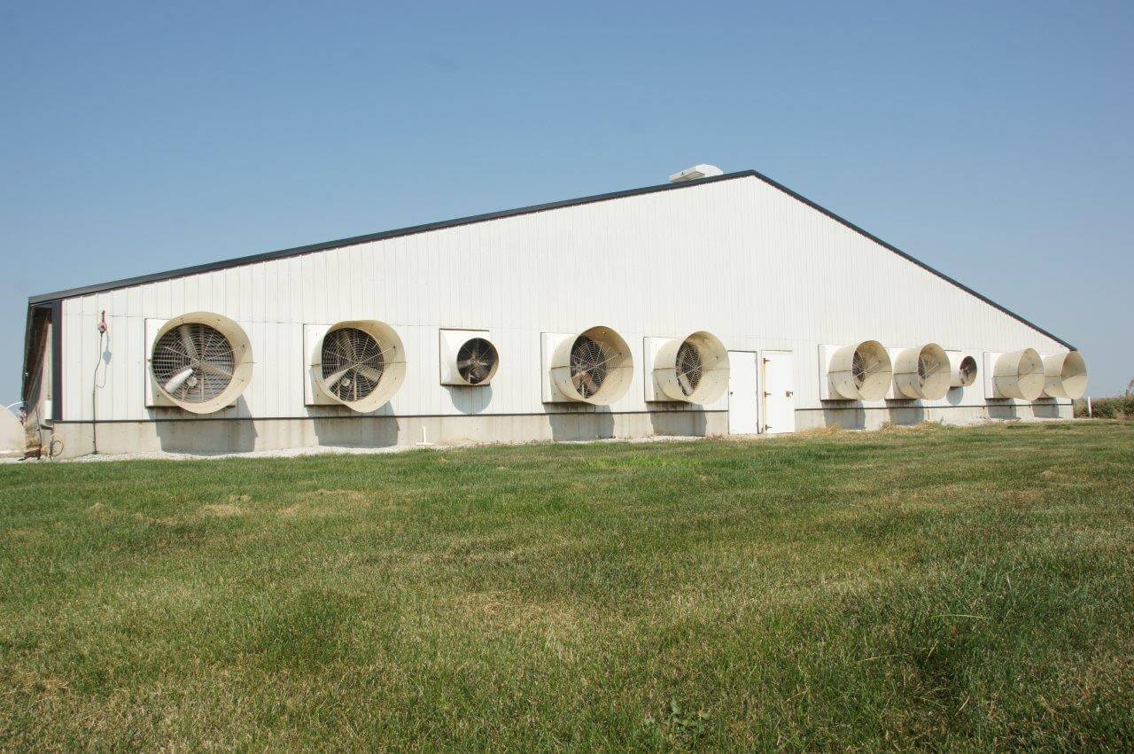 Een achterwand vol met ventilatoren. 